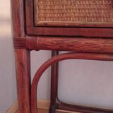 Coiffeuse en rotin avec son tabouret