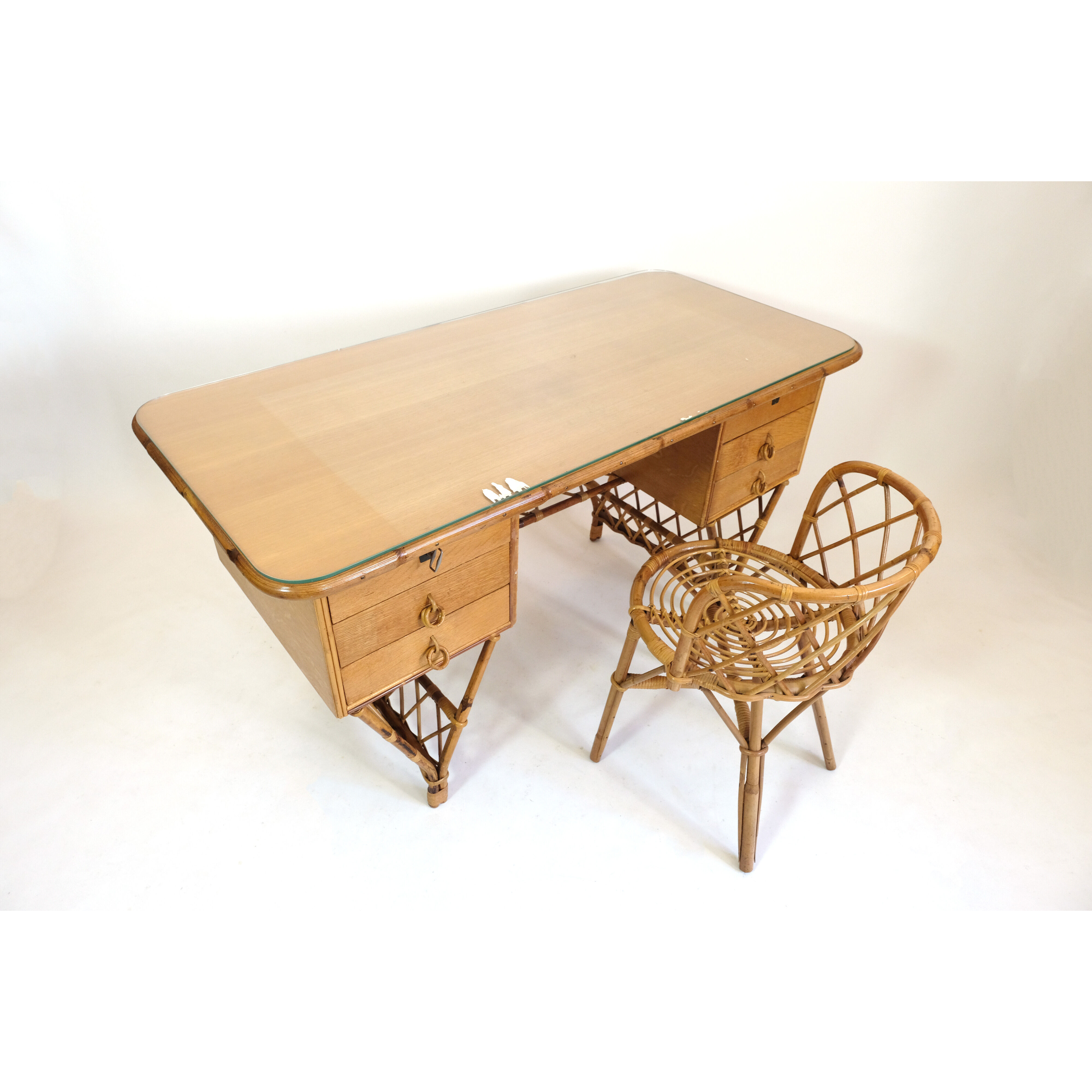Rattan desk and chair  70