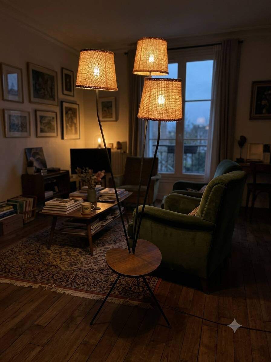 1950s/60s tripod floor lamp with 3 lights.