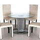Italian Pedestal Dining Table in Chrome and Glass