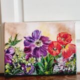 Oil on canvas flower garden