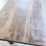 XL farmhouse table in solid oak, brutalist style, 20th century.