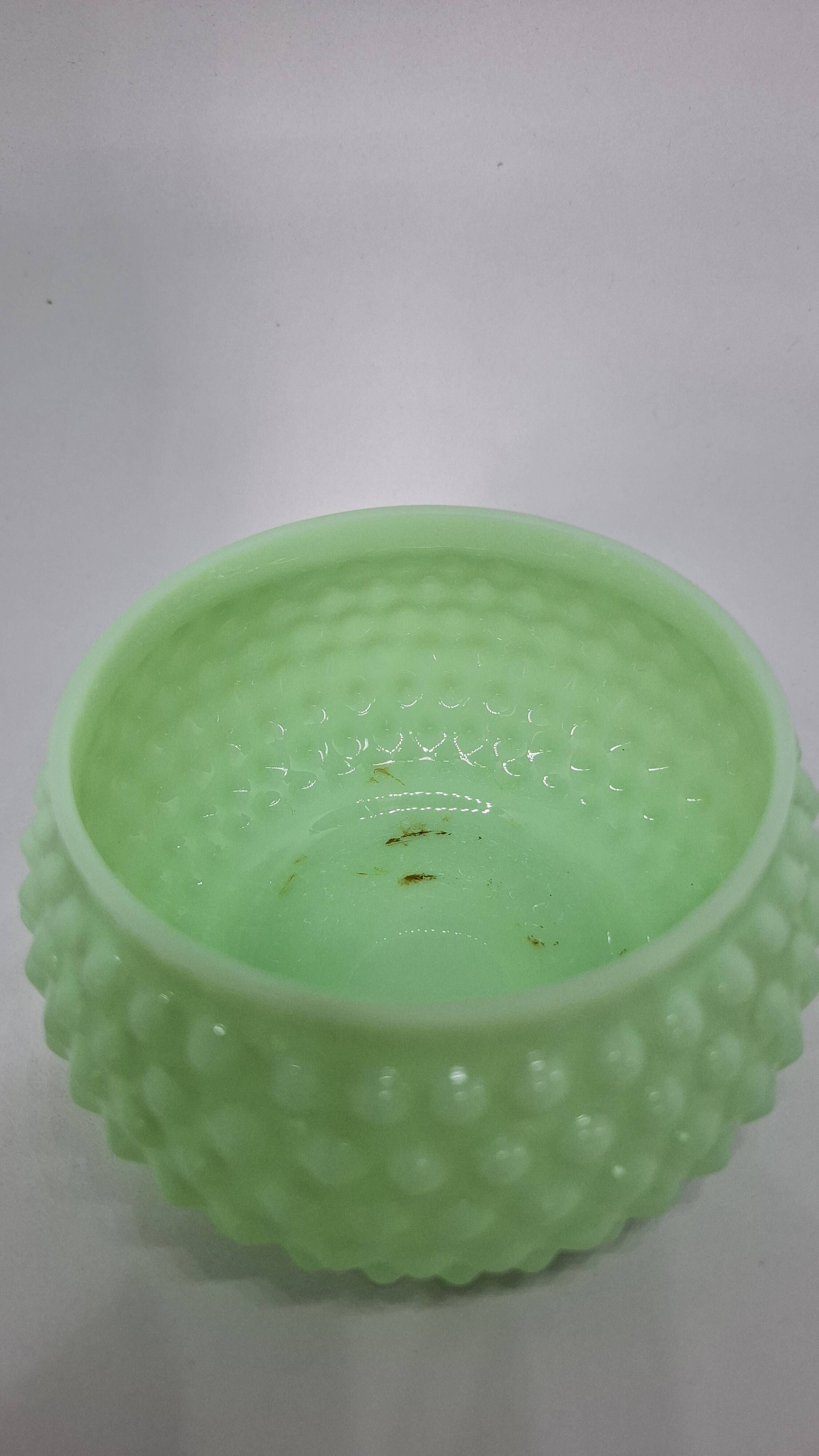 Mid-Century Mint Green Hobnail Vanity Set – Decanter Bottle & Covered Dish