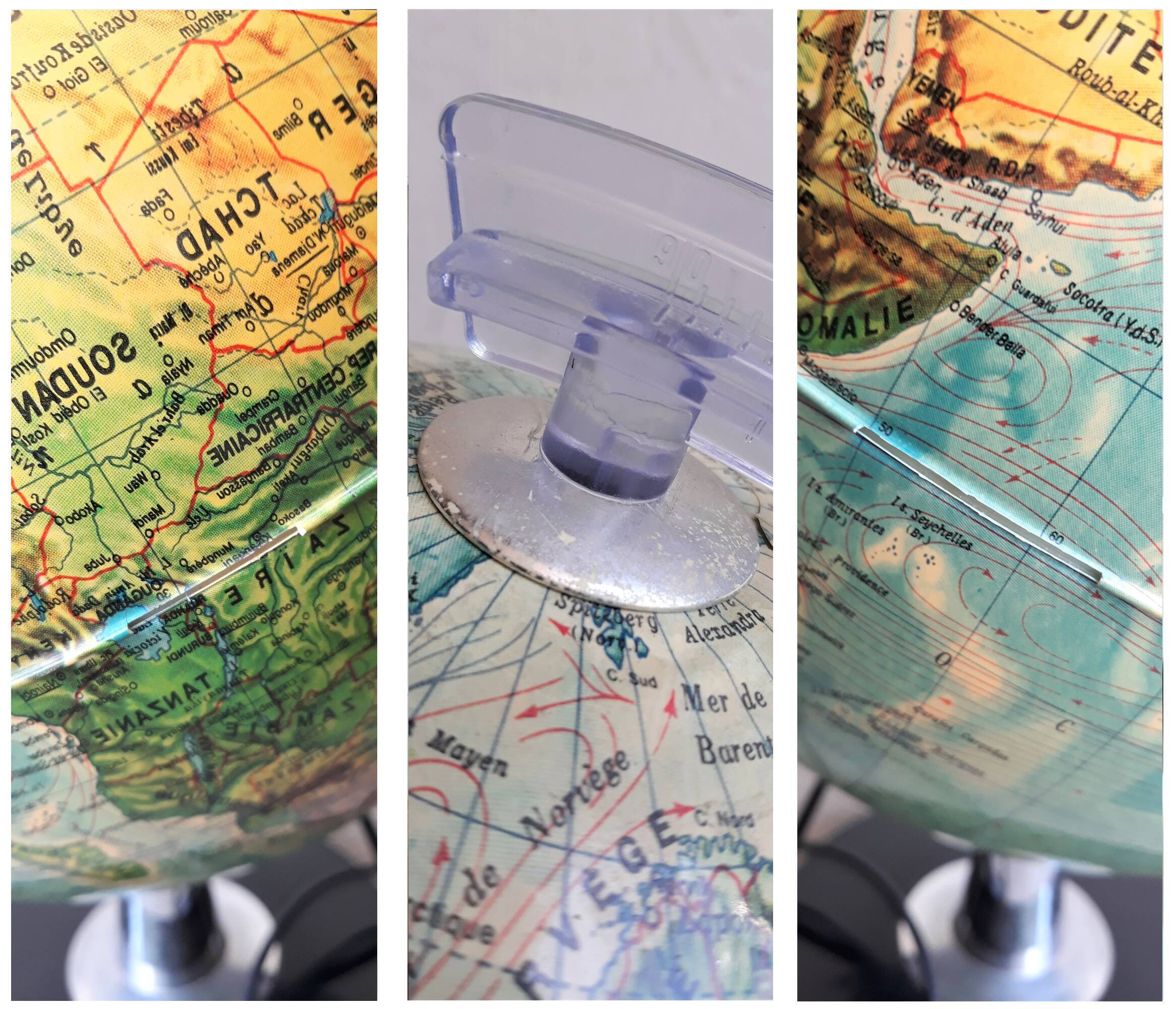 Bright vintage earth globe made in Italy 1970