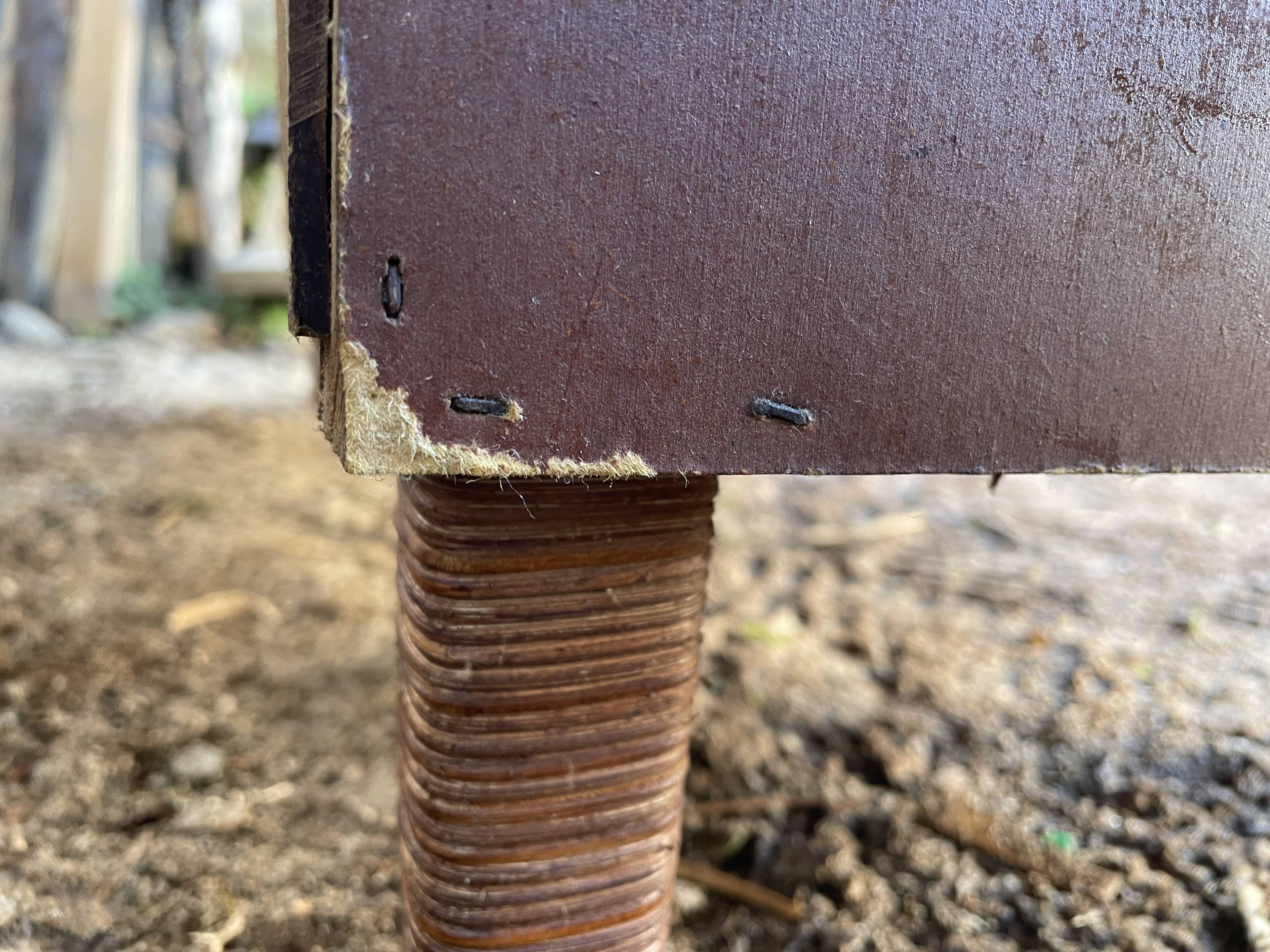 Commode bois et rotin poignées tressées