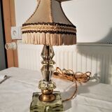 modernist lamp period 1930/1950 with very beautiful silk lampshade with fringes