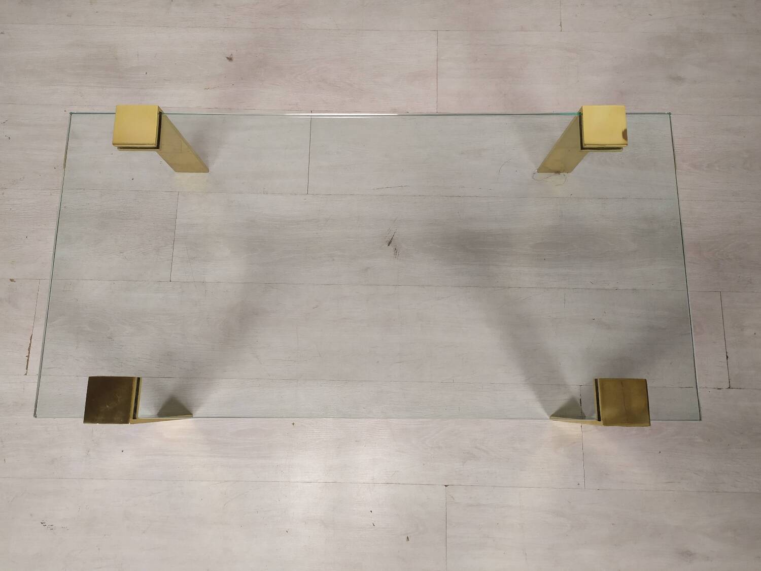 Coffee table glass brass gold