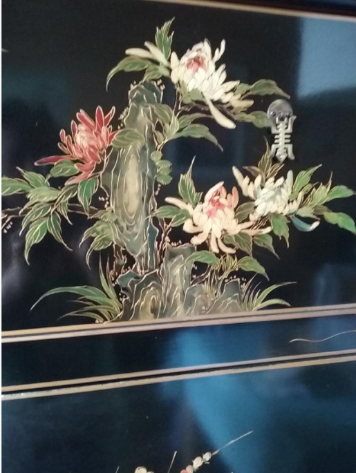 TV cabinet, hi-fi in decorated lacquered wood