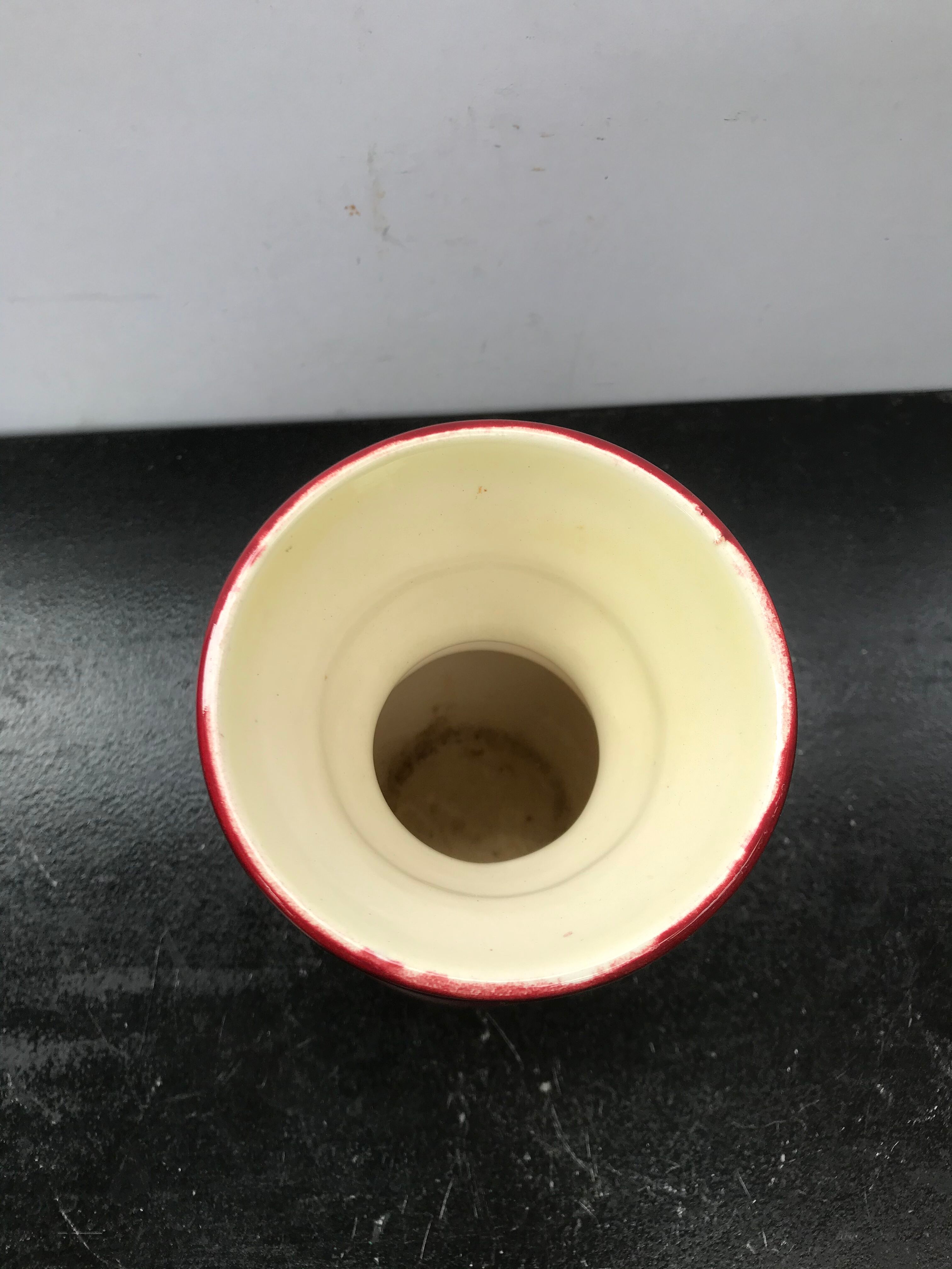 Old red & gold ceramic verceram vase