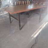 Dining table with extensions in walnut and mahogany and chrome around 1960