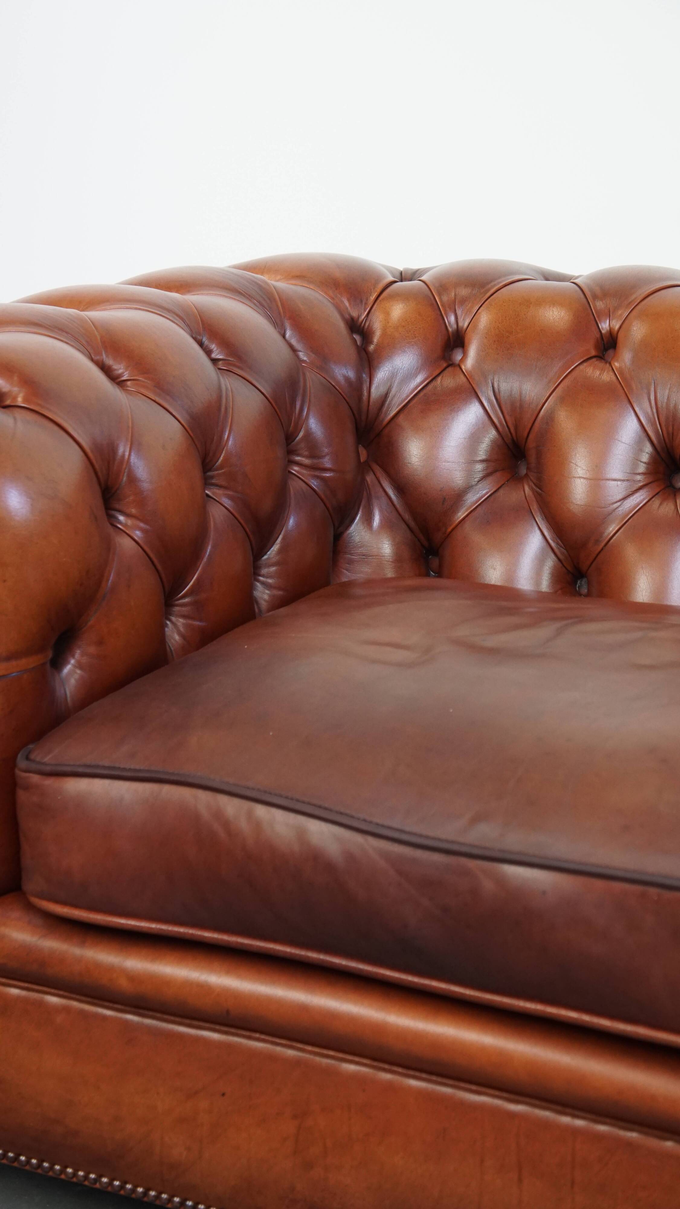 English style cowhide Chesterfield sofa