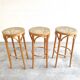 Three bistro stool wood and cannage