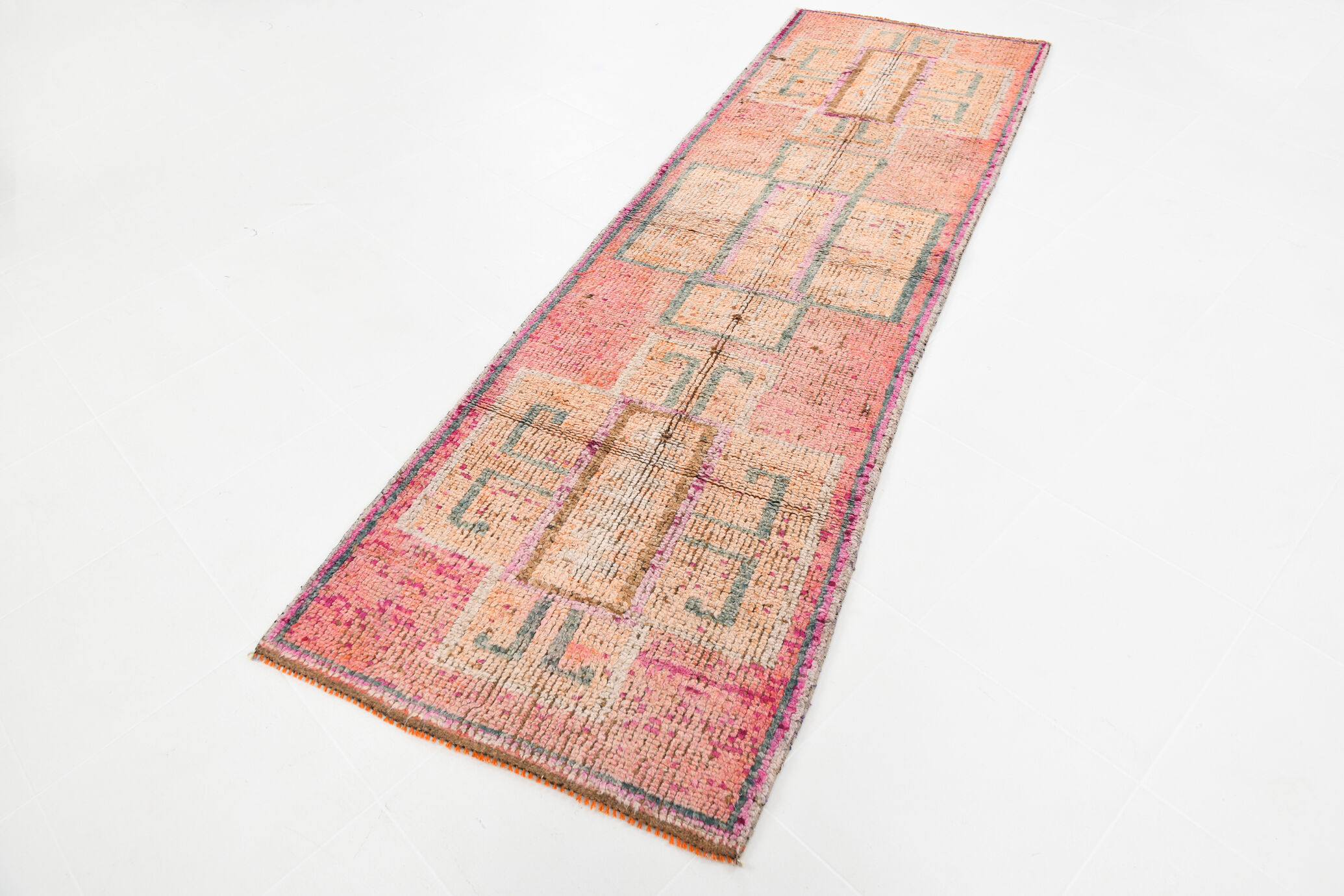 3x9 Vintage Geometric Runner Rug, 89x283Cm