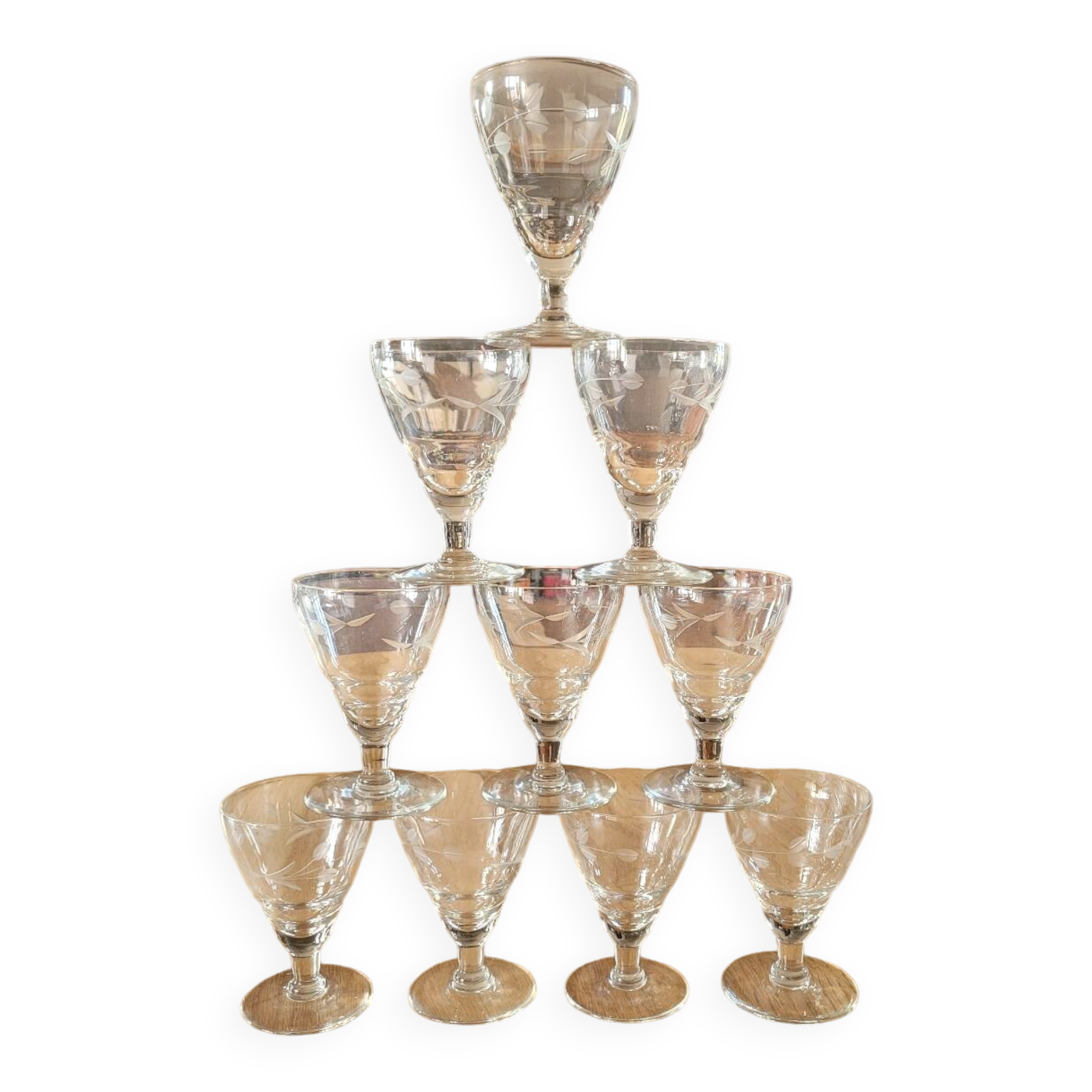 10 vintage wine glasses
