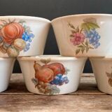 Set of 5 Vintage Boch Frères Ramekins / Small Bowls - Fruit Decor