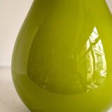 Scandinavian pendant light in green opaline and teak