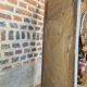 gray and gold patinated trumeau mirror