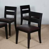 Set of 4 Archipel chairs in leather by Christian Liaigre, 1994