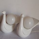Pair of swan table lamps