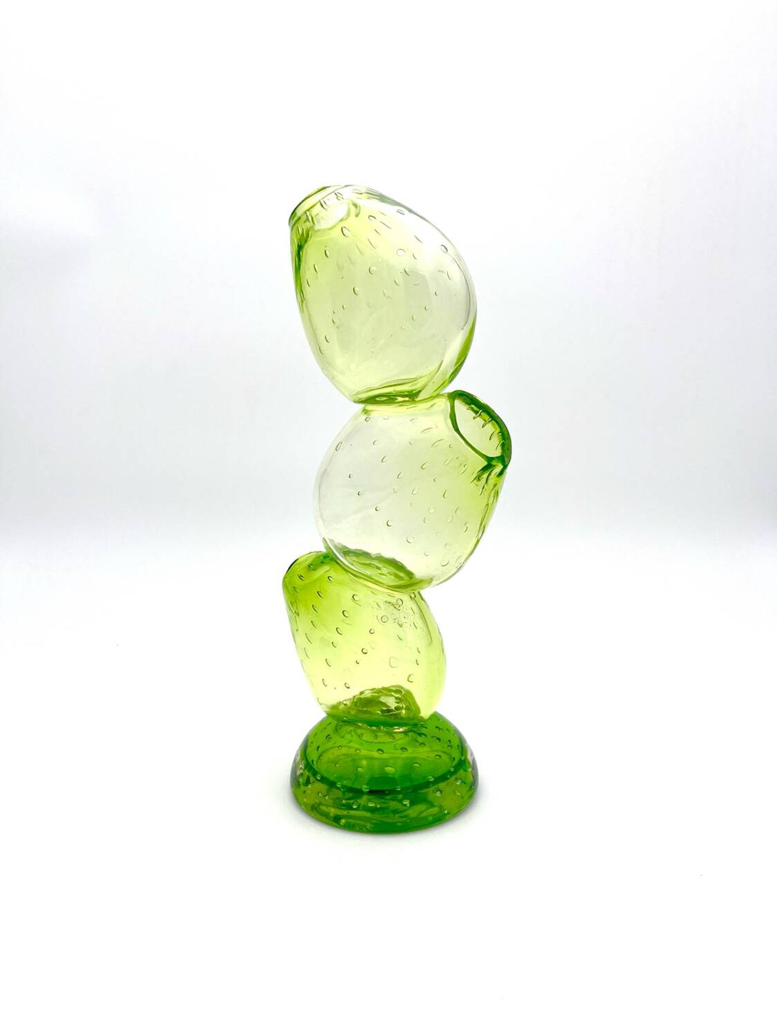 Vase Cactus Sculptural - Murano - Verre Bullicante - Vert vibrant