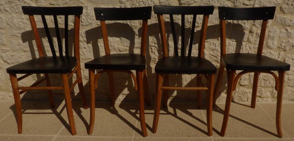 2 chaises Lutherma et 2 chaises Bauman de style en bois
