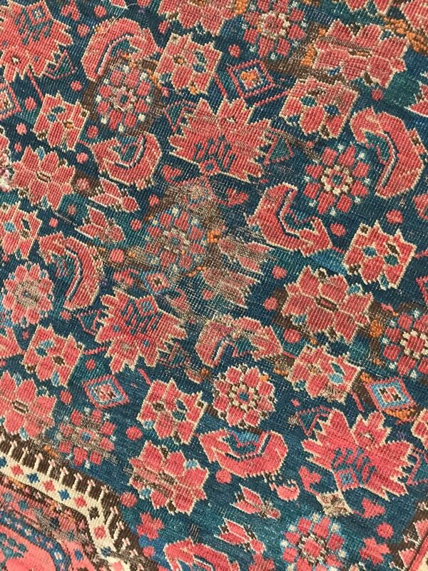 Tapis ancien Beshir afghan fait main 197x396 cm