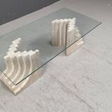 Vintage travertine coffee table Italy , 1970s