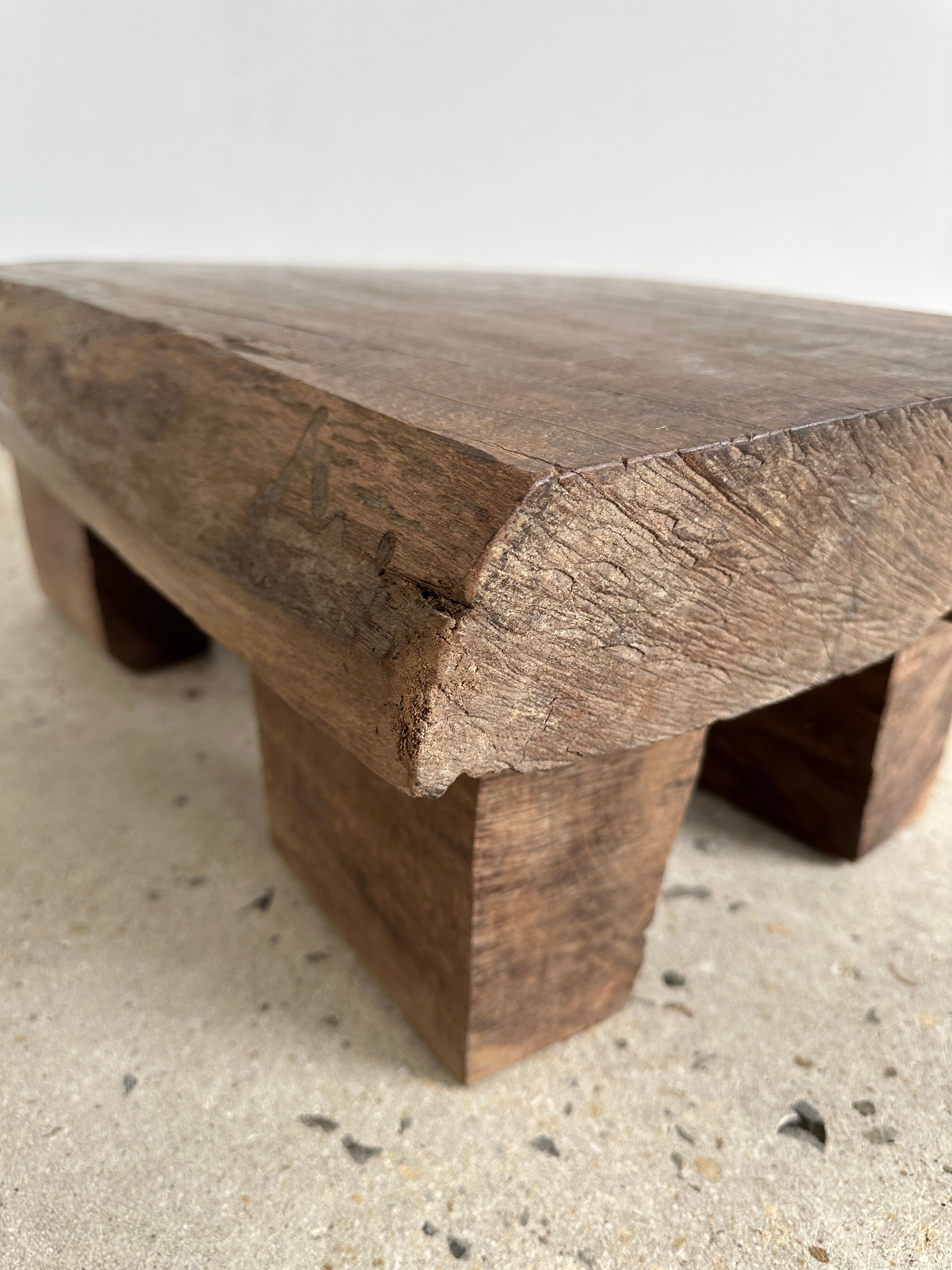Asian solid wood quadripod brutalist coffee table H30 L81 l42