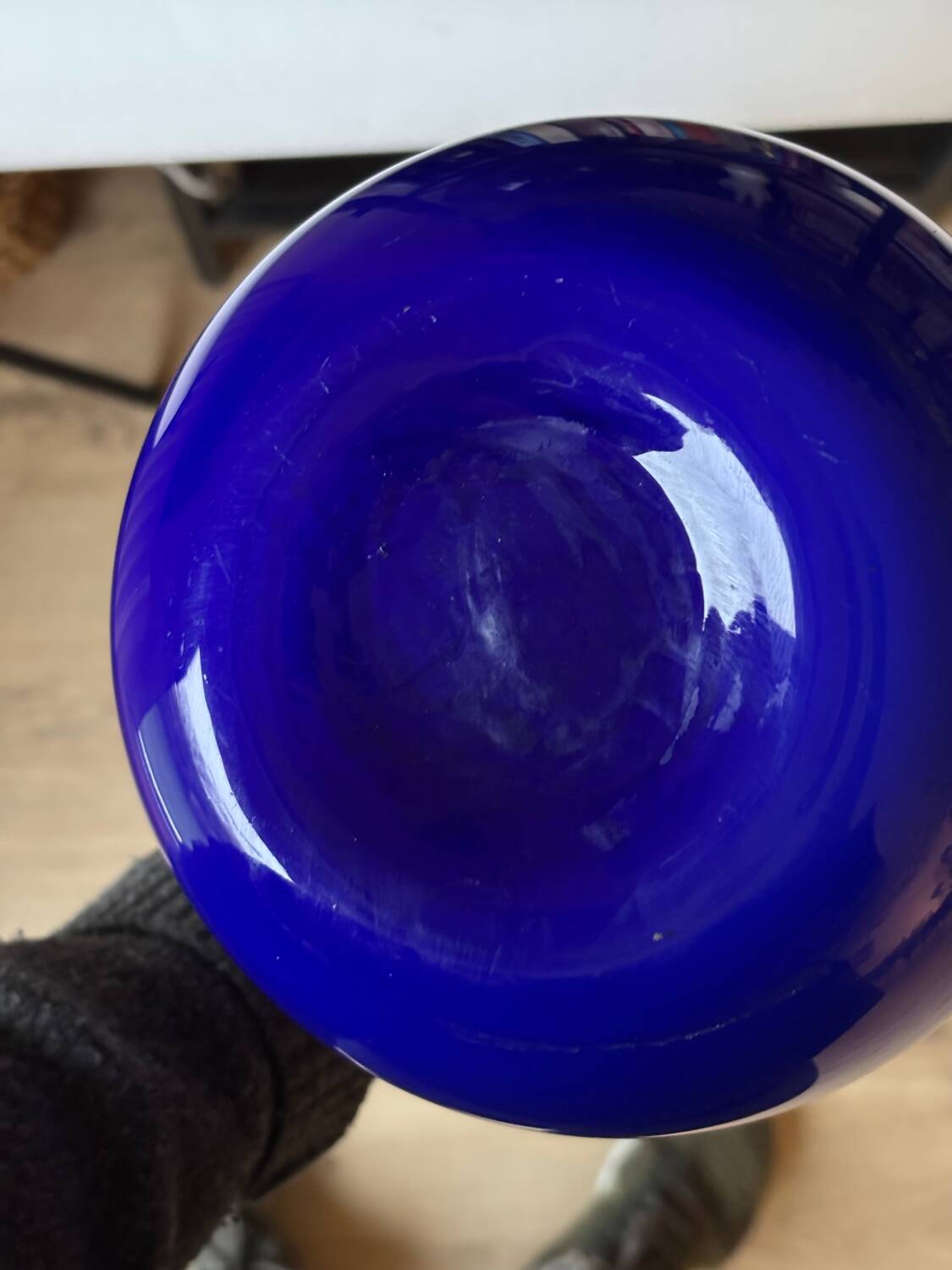 Large Murano blown glass bud vase, cobalt blue, 50cm