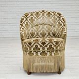 1950s, Danish easy chair, furniture velour, ash wood legs.