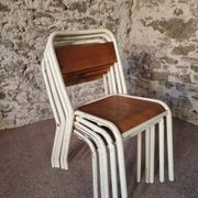 Vintage French school chairs – 1960s industrial cafe seats (set of 5)