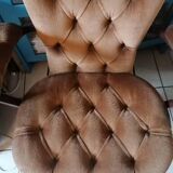 Relax armchair velvet chesterfield brown vintage 70s