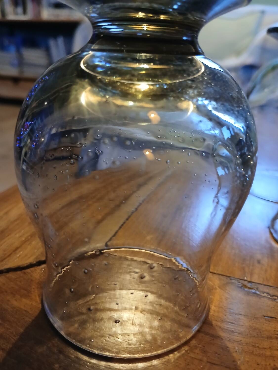 6 old smoked glasses with bubbles