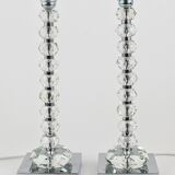 Two Bakalowits table lamps with huge faceted diamond crystals, Austria, 1970s.