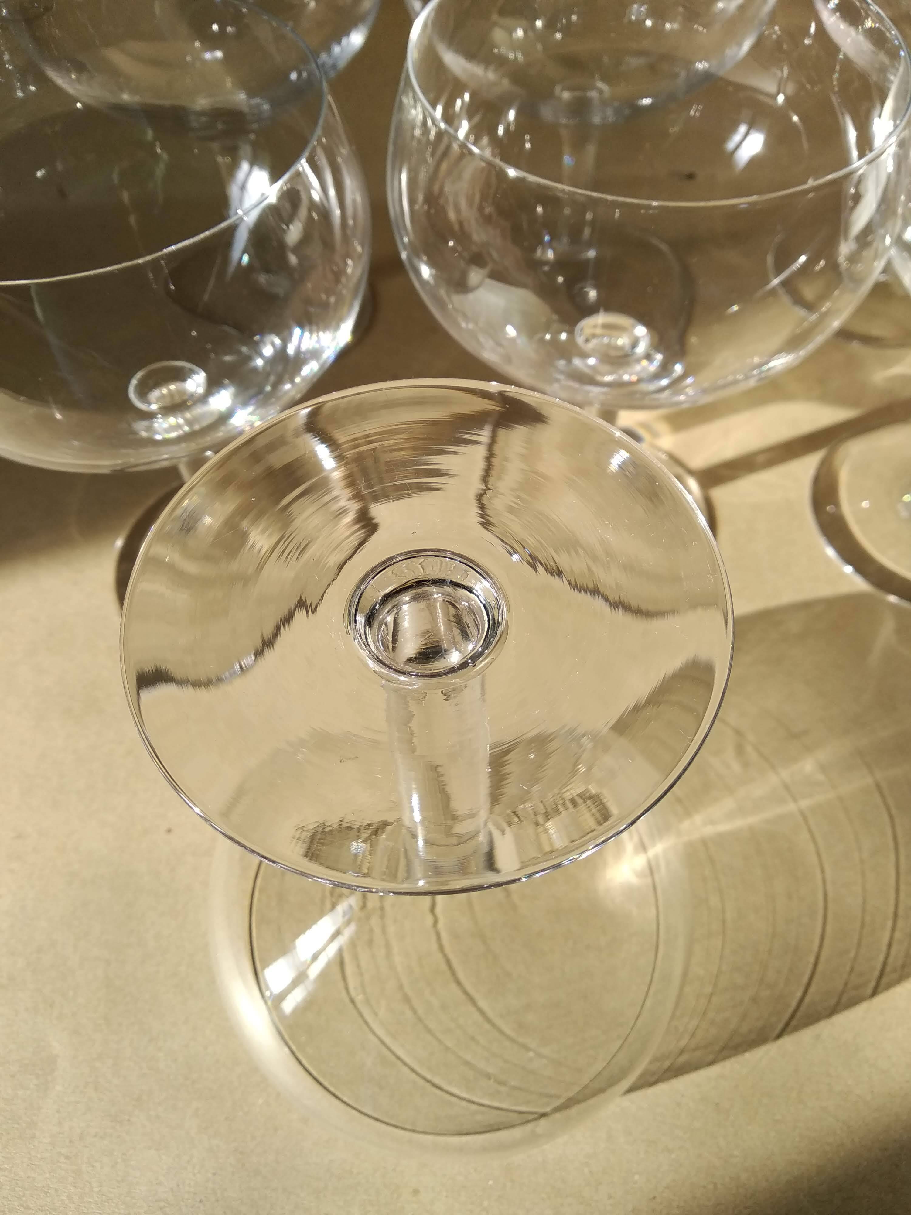 Set of 7 large crystal glasses for wine or cocktail tasting