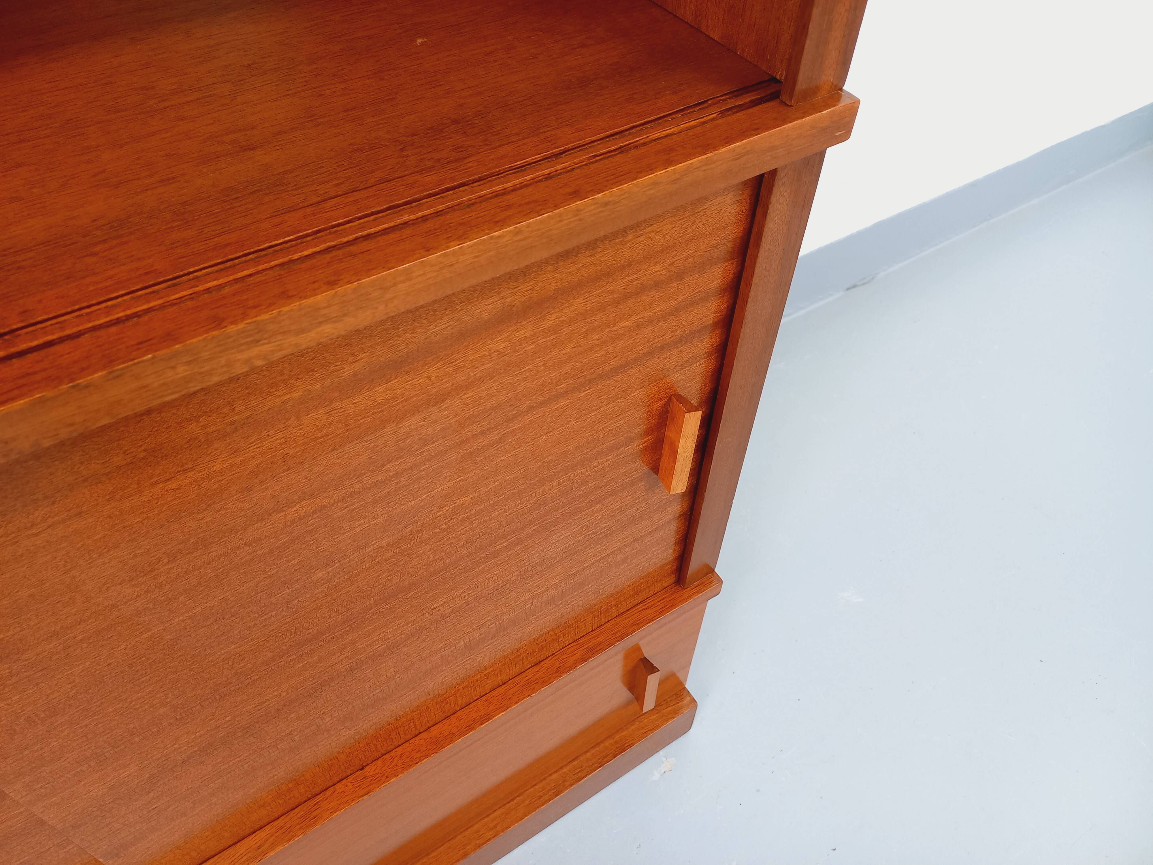 Vintage oak storage bookshelf from the 1960s.
