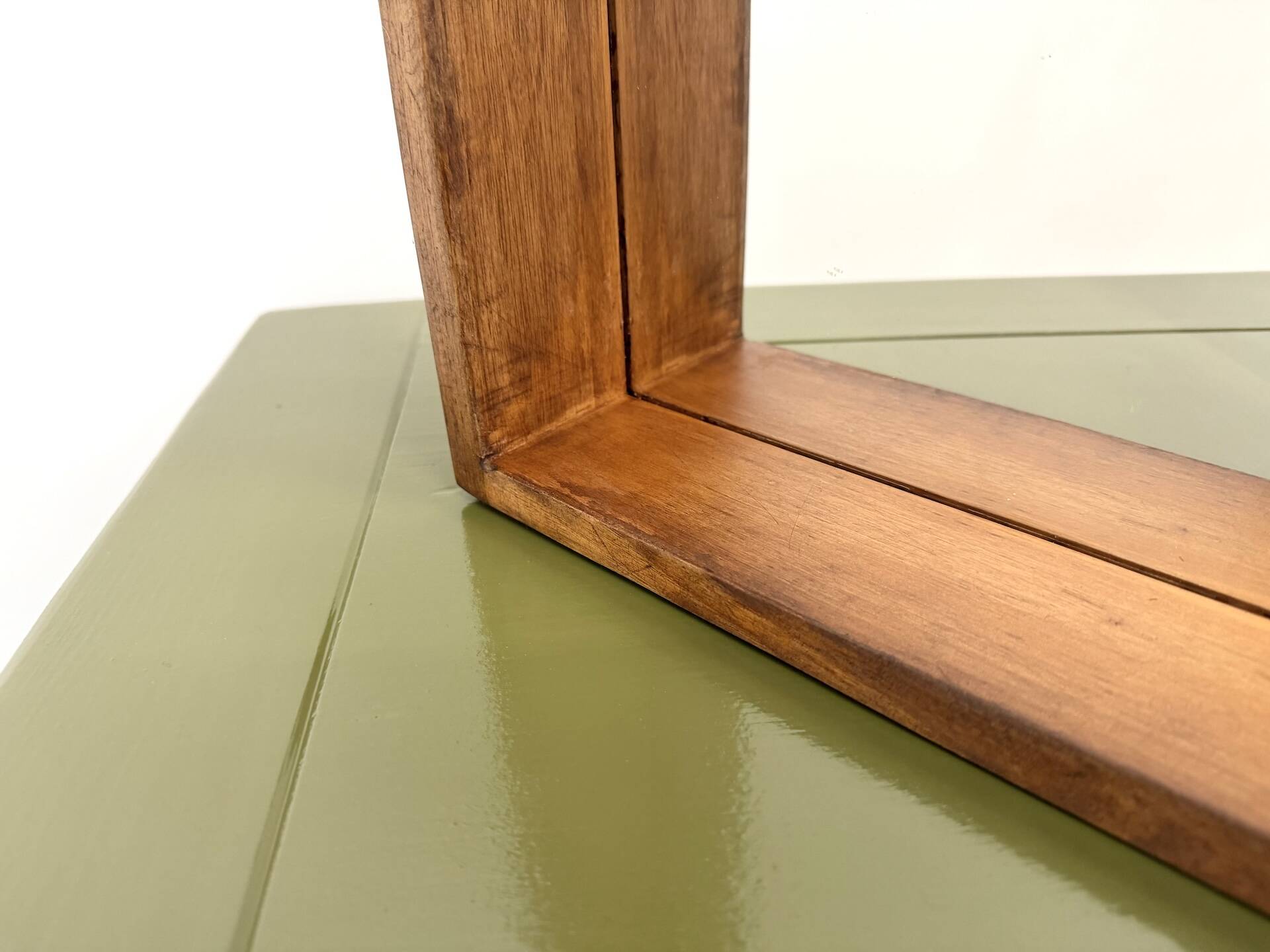 Square modernist wooden mirror — Scandinavian style, 1970s