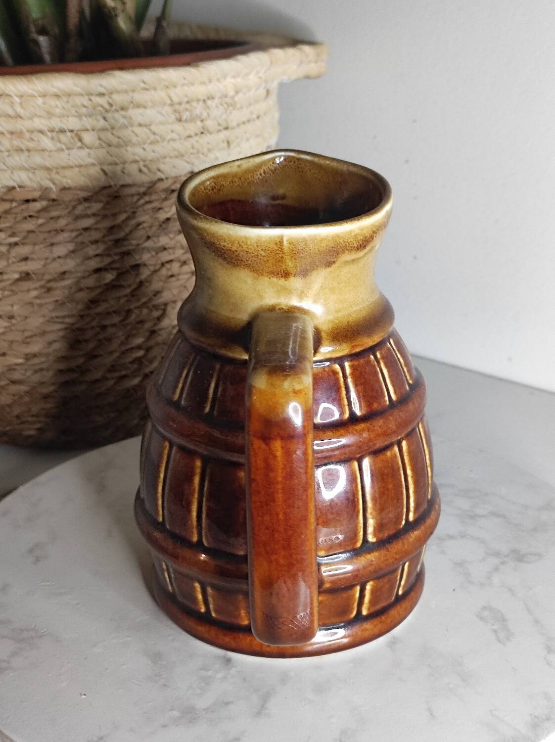 Glazed ceramic pitcher