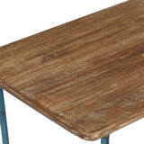 Table basse ancienne table d'ecolier vieux teck et metal 94x49x53cm