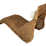 Karlskrona Rattan Wicker Chaise Lounge by Karl Malmvall for Ikea