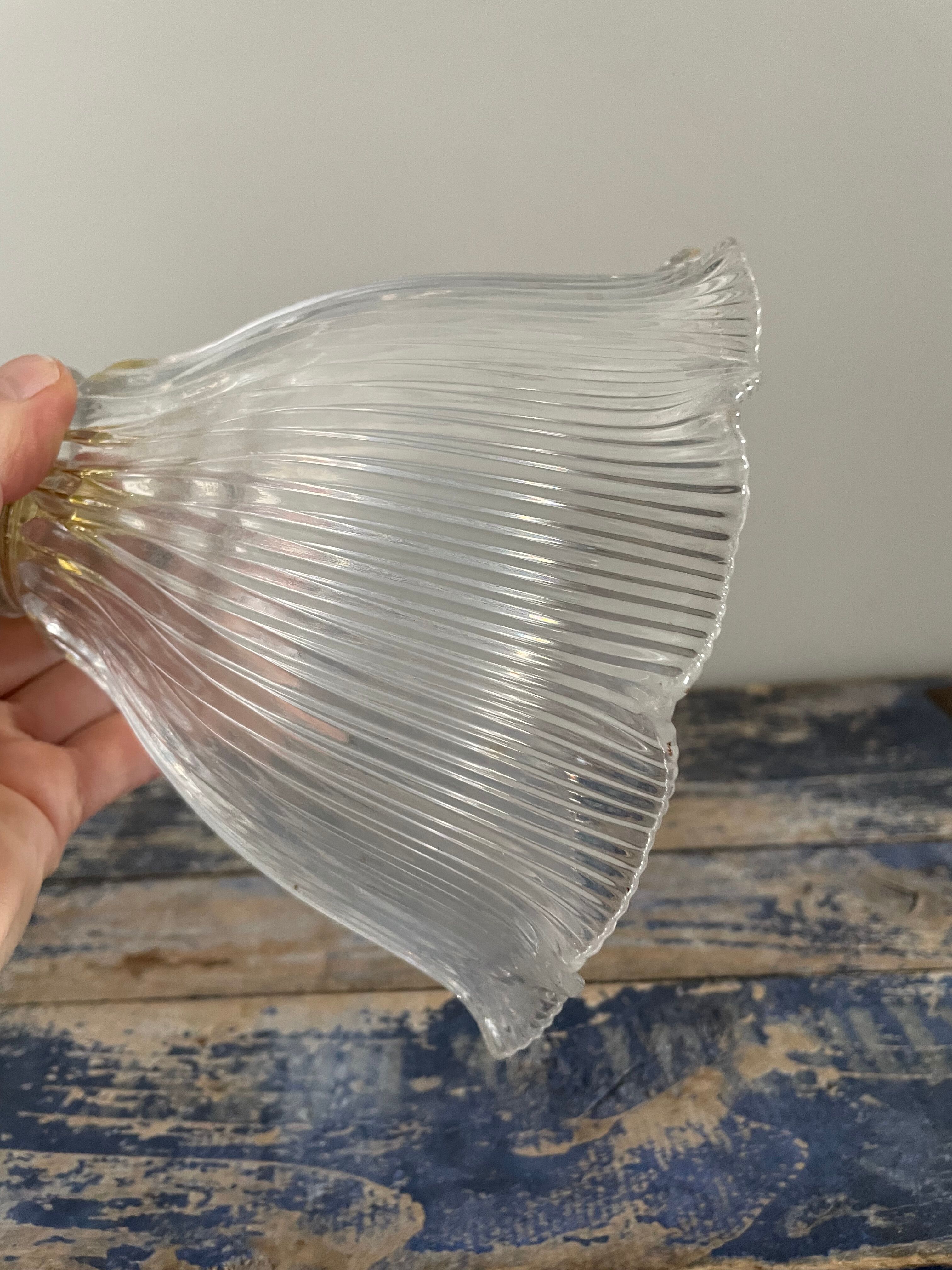 Vintage holophane glass ceiling lamp