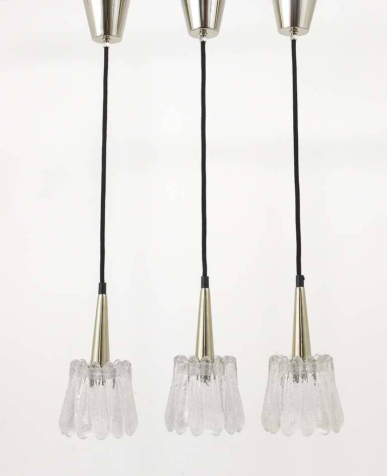 Set of three glass pendants by Carl Fagerlund for Orrefors, Sweden, 1960s.