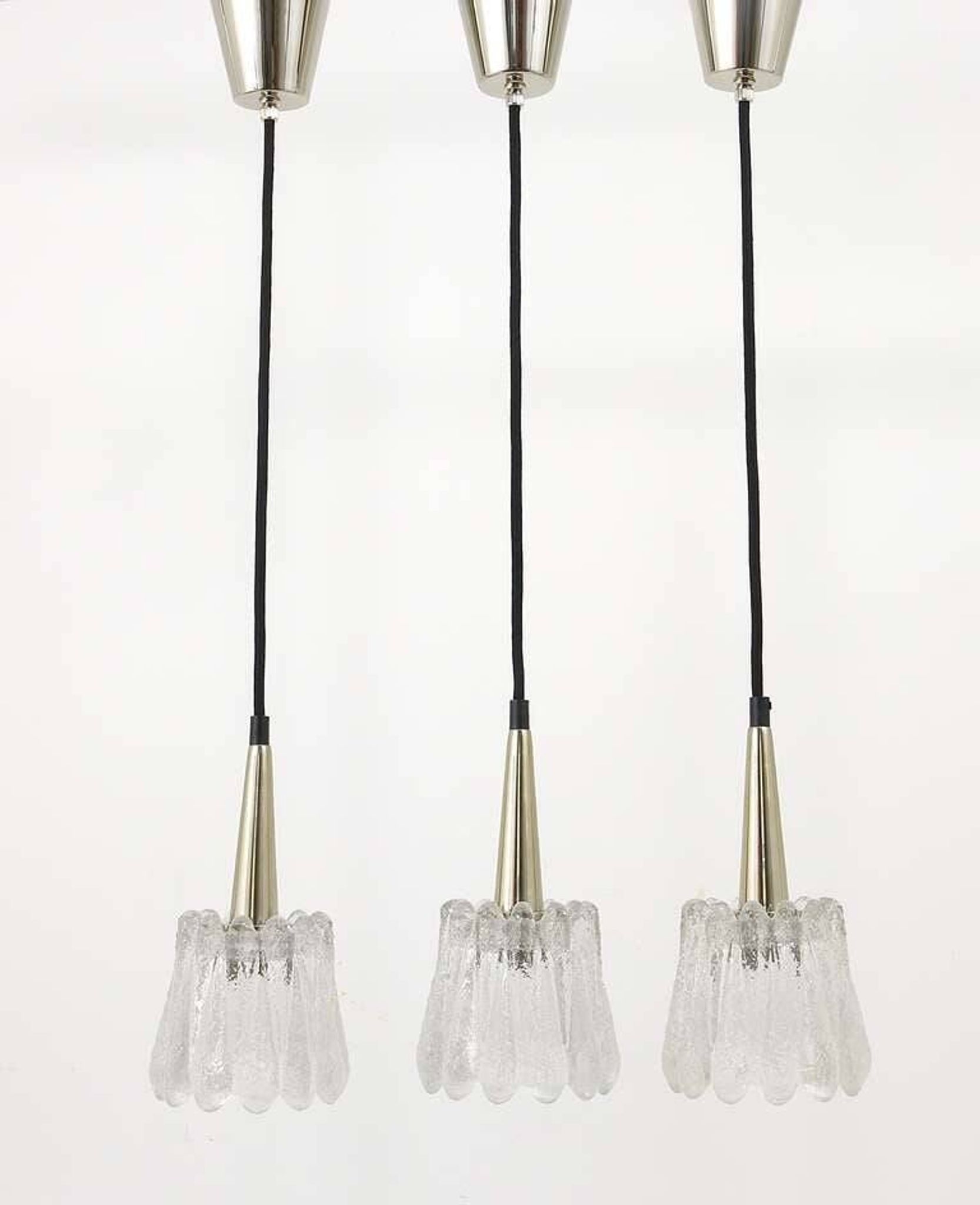 Set of three glass pendants by Carl Fagerlund for Orrefors, Sweden, 1960s.