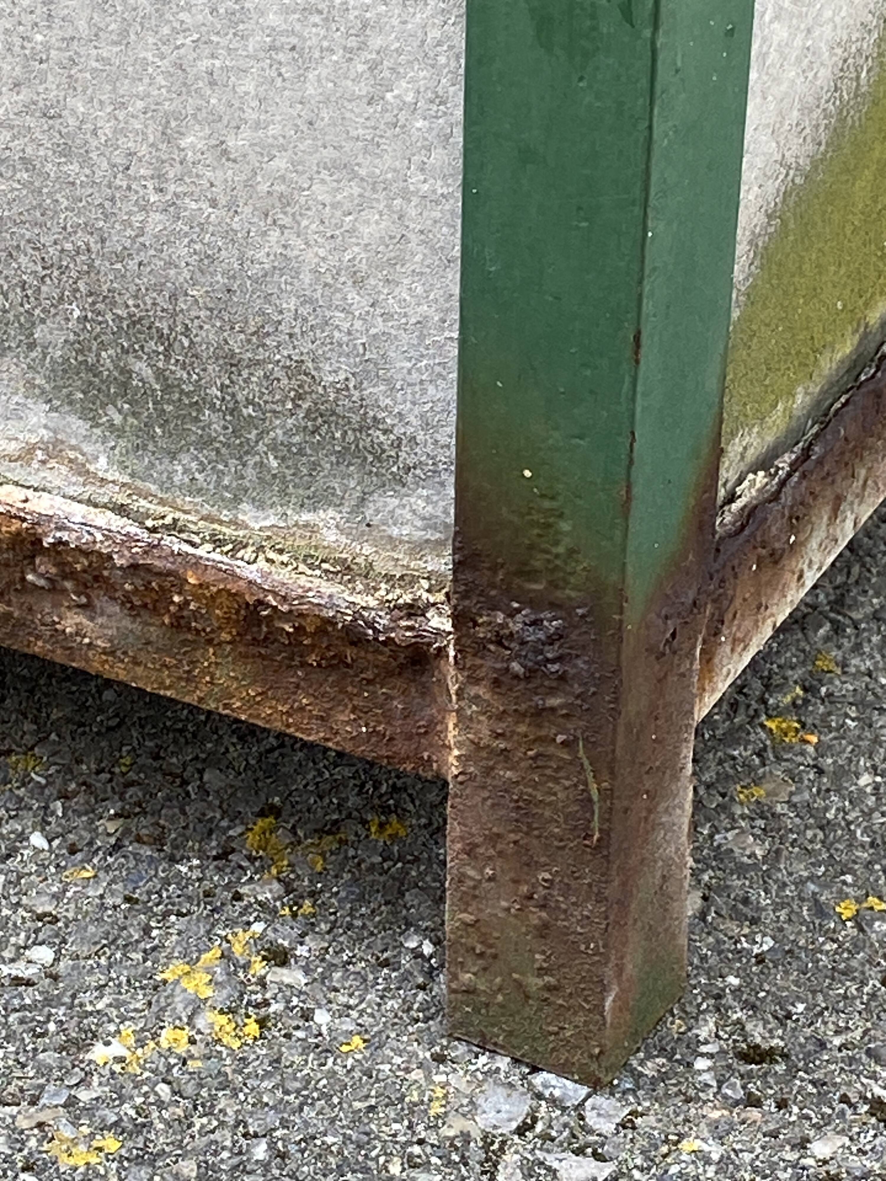 Pair of Large planters in fiber cement and metal 1950 eternit