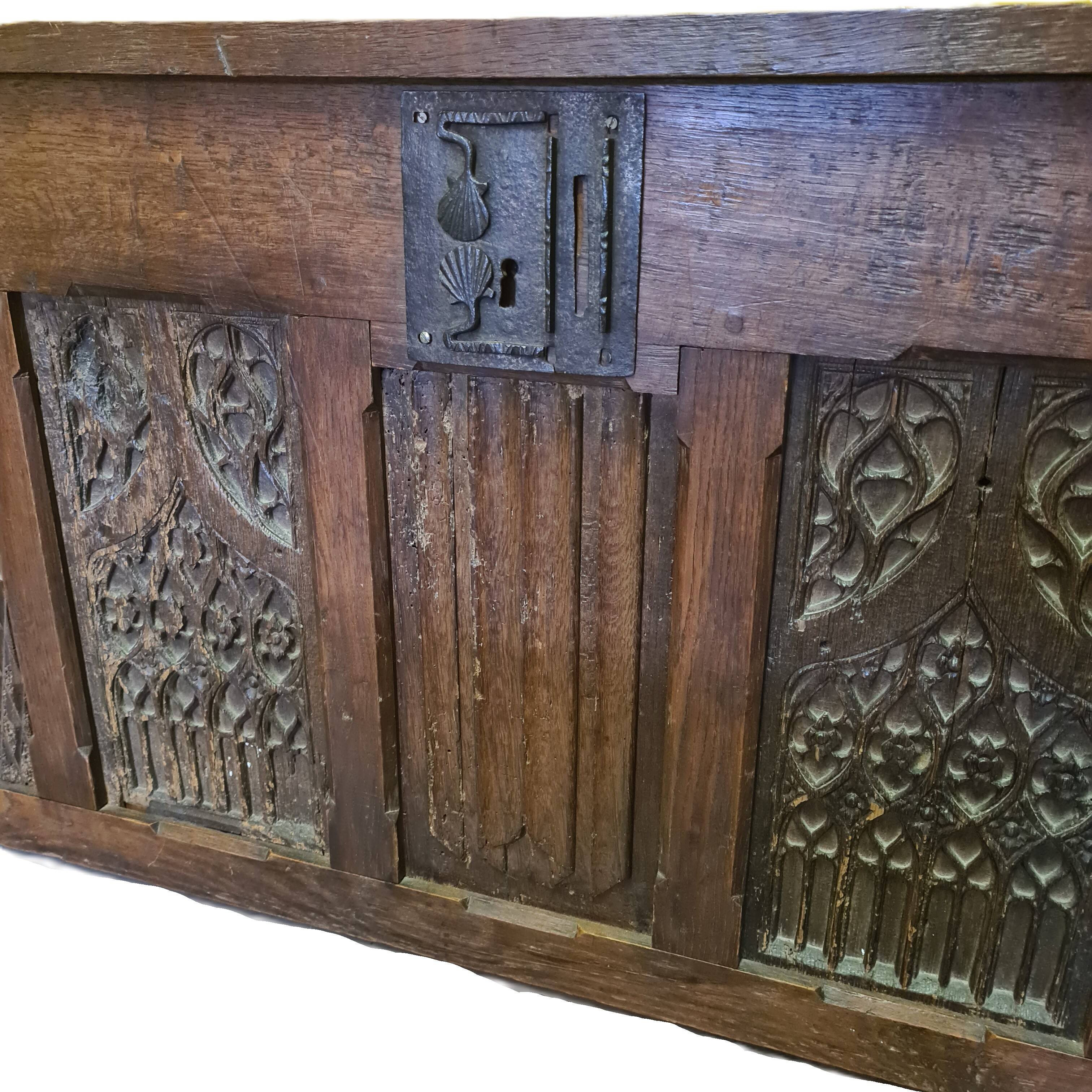 Oak chest with Gothic panels, France, 16th century