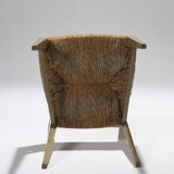 Pair of straw chairs, geneviève pons, 1950s