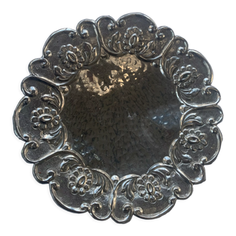 Hammered metal fruit cup vintage floral pattern