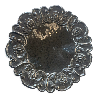 Coupe à fruits en métal martelé motif floral vintage