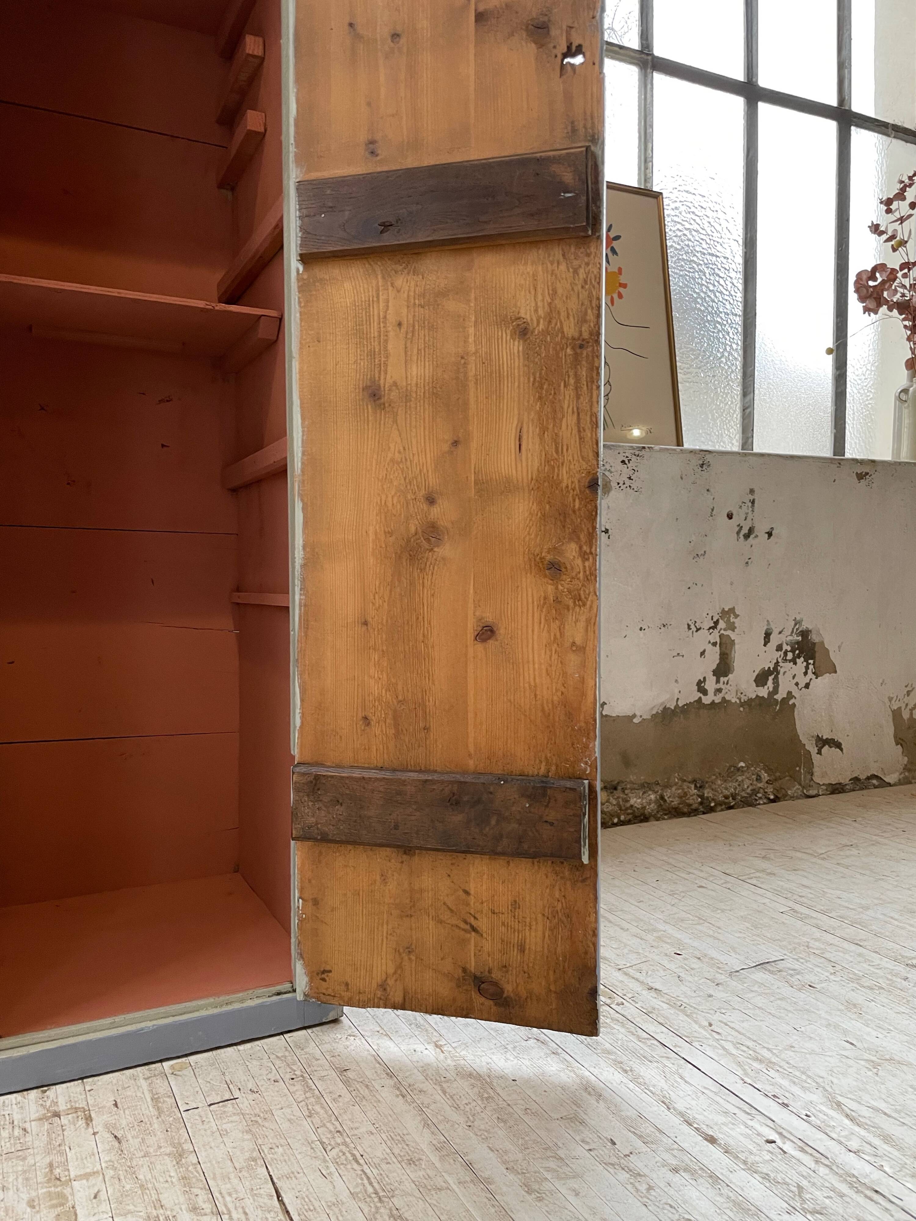 Blue patinated workshop furniture locker room