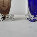 Set of 3 glasses with feet flowers design 60s-70s